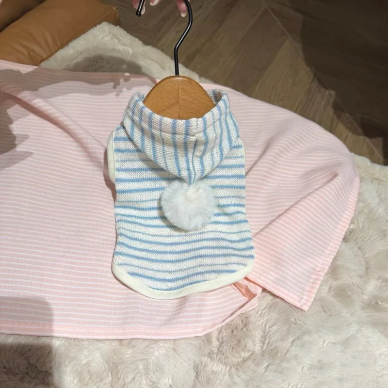 Suéter para mascotas, jersey cálido universal de otoño e invierno para gatos y perros, suéter de punto navideño a rayas verdes y blancas - imagen 2