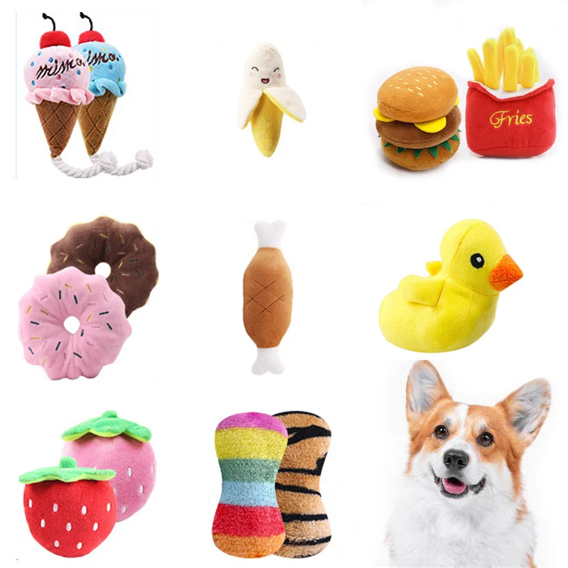 Juego de 7 piezas de juguetes con sonido para cachorros, peluche suelto para masticar mascotas, aperitivos de frutas y juguetes para cachorros de verduras, adecuados para juegos bonitos - imagen 3