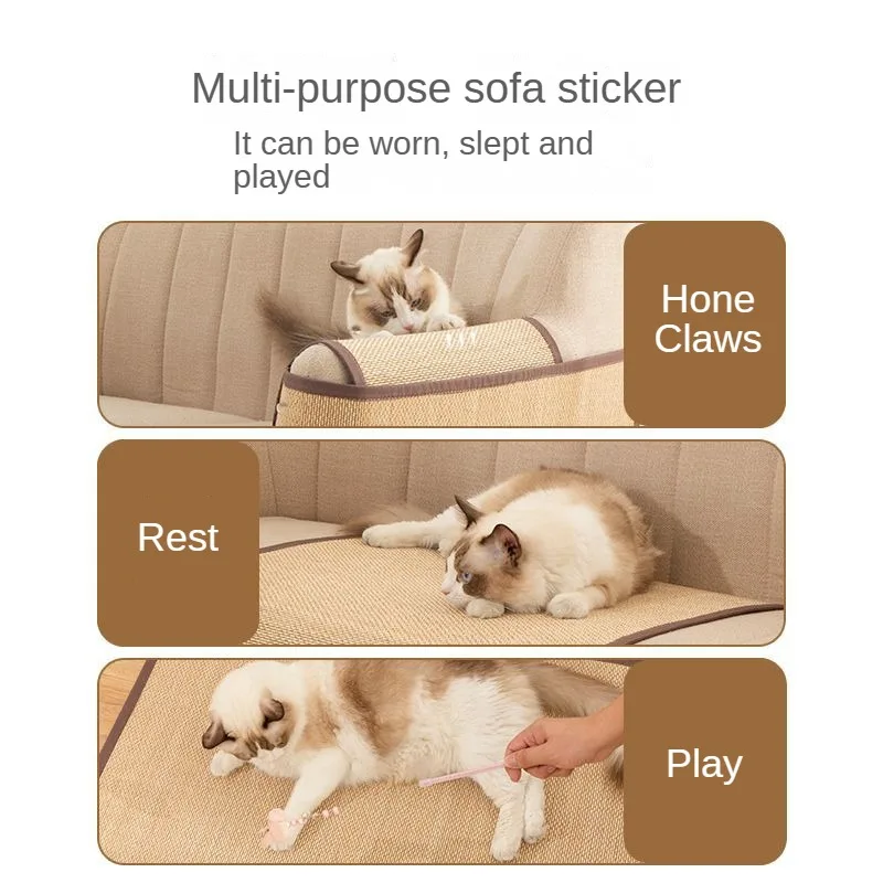 Rascador de bambú para gatos, alfombrilla de entrenamiento para rascar patas de mesa, protección de muebles, Protector de sofá - imagen 4