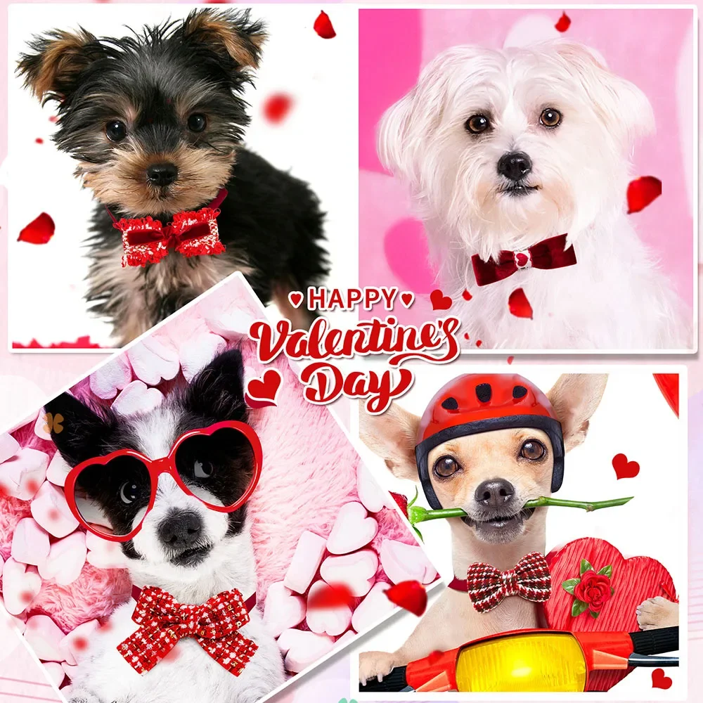 50 Uds. Pajarita para perro del Día de San Valentín lindos perros pequeños gatos pajaritas Collar para perros suministros de aseo accesorios para mascotas - imagen 2