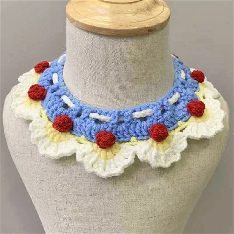 Collar de accesorios para mascotas de punto con estilo de princesa de dibujos animados a la moda y corbata Floral, toalla combinada para perros, accesorios para perros - imagen 2
