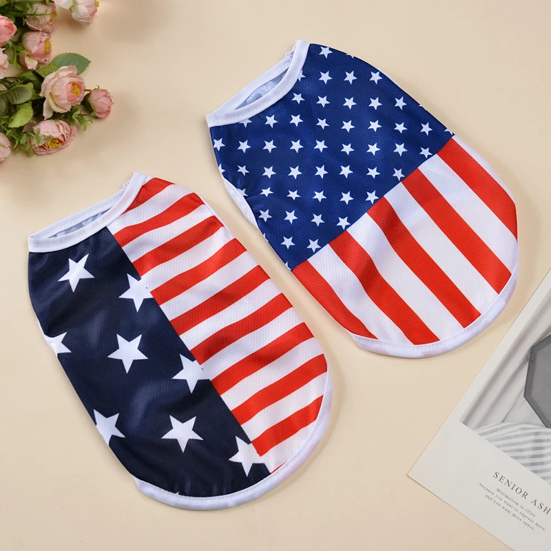 Camiseta de gato para perros pequeños y medianos, disfraz transpirable para mascotas, día de la independencia, 4 de julio, chaleco de gatito, ropa de Pug Corgi - imagen 2