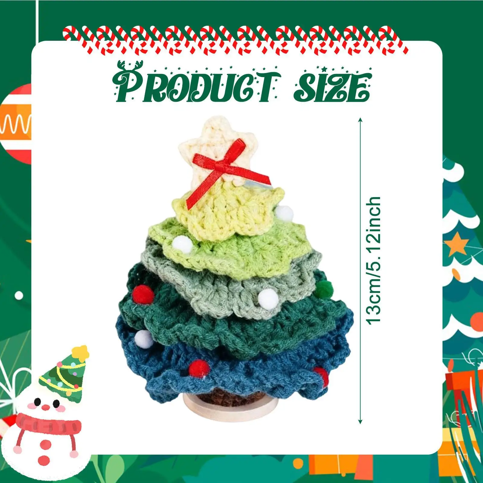 Crochet Christmas Tree Ornament Knitted Toy Fashion Lightweight Small DIY Decoration for Party Graduation Office Home Desktop