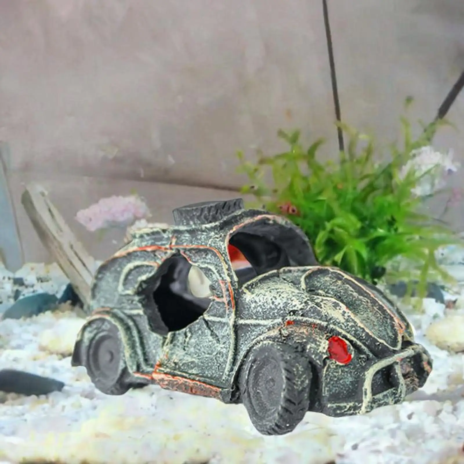 Car Wreck Aquarium Decor Resin Ornament Scenery,Novelty for Rest Play,Figurine,Fishes Tank Decoration Fishes Shrimps Shelter