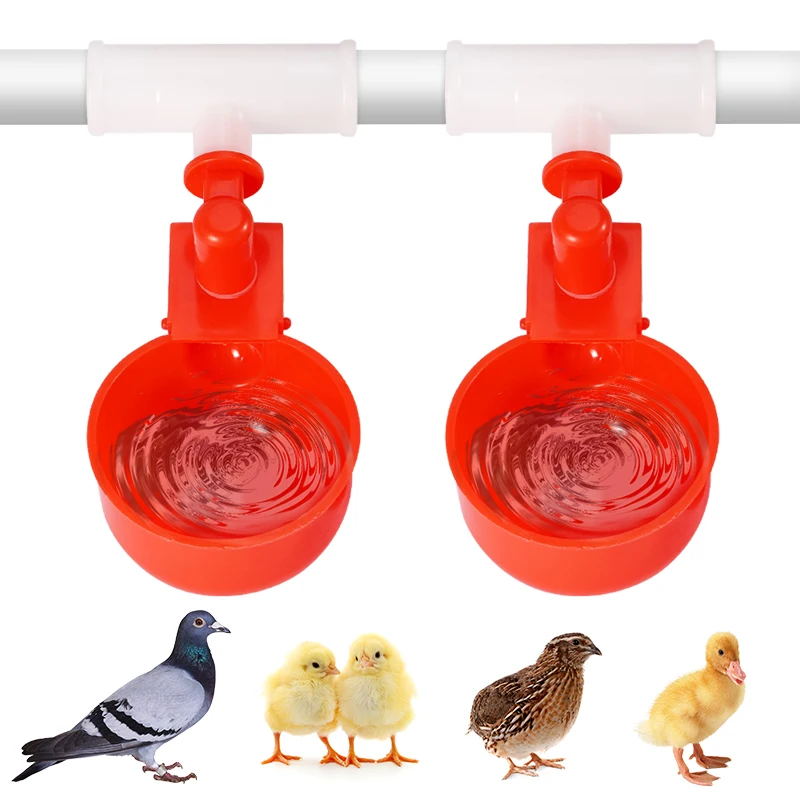 Bebedero automático para tazas de agua y pollos, 12/24 Uds., con tubería de agua de 1/2 pulgadas, alimentador para aves de corral, Kit de cuencos para gallinas, bebedero grande - imagen 3