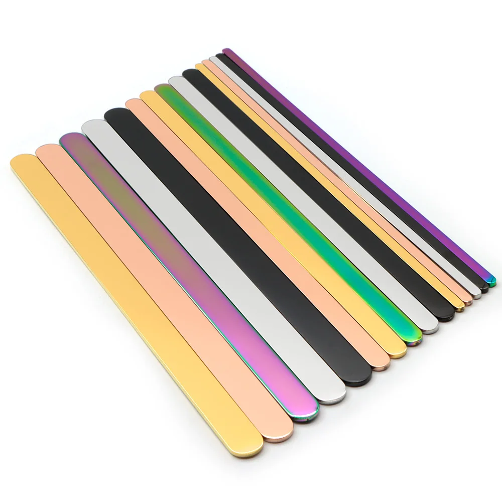 Brazalete abierto de 100mm y 160mm, accesorio de acero inoxidable, tiras rectangulares personalizadas, etiqueta de identificación de nombre, piezas, venta al por mayor