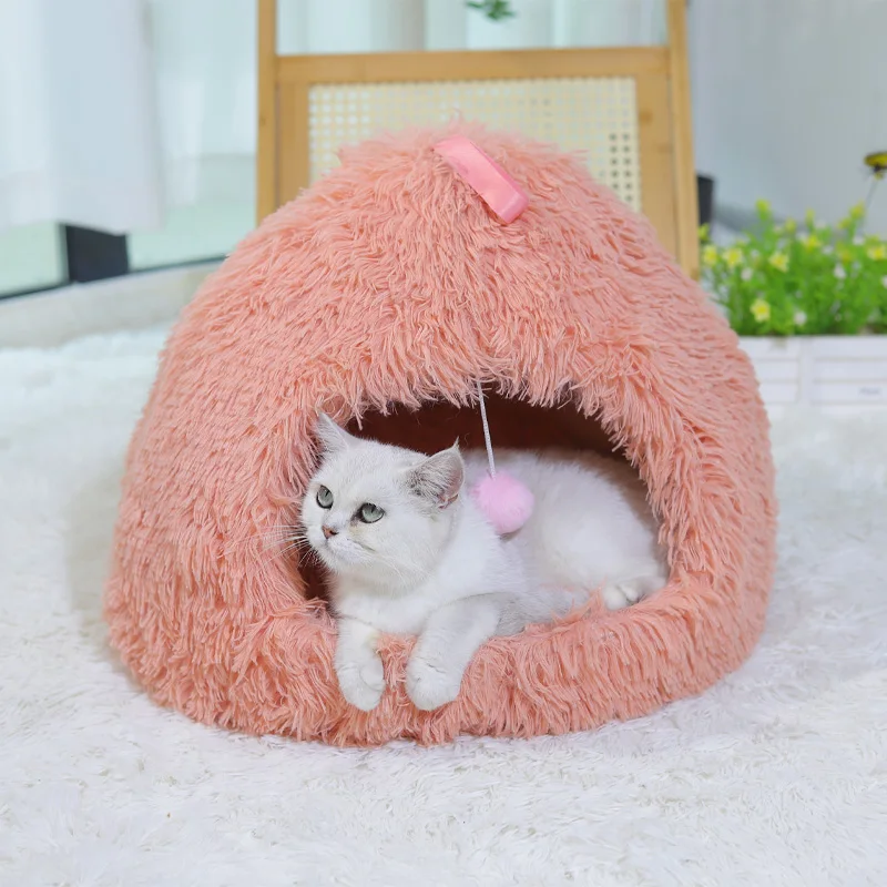 Nuevo Perrera de franela de felpa cálida para invierno, almohadilla para perrera para perros y gatos, cesta nido acogedora para dormir profundo para mascotas de interior pequeñas y medianas