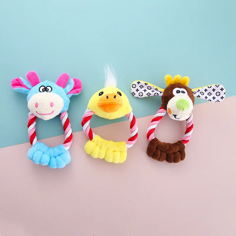 Juguete para mascotas con cuerda de algodón suave para perros y gatos, juguete para masticar Molar resistente a mordeduras, accesorio de entrenamiento interactivo en forma de animal,