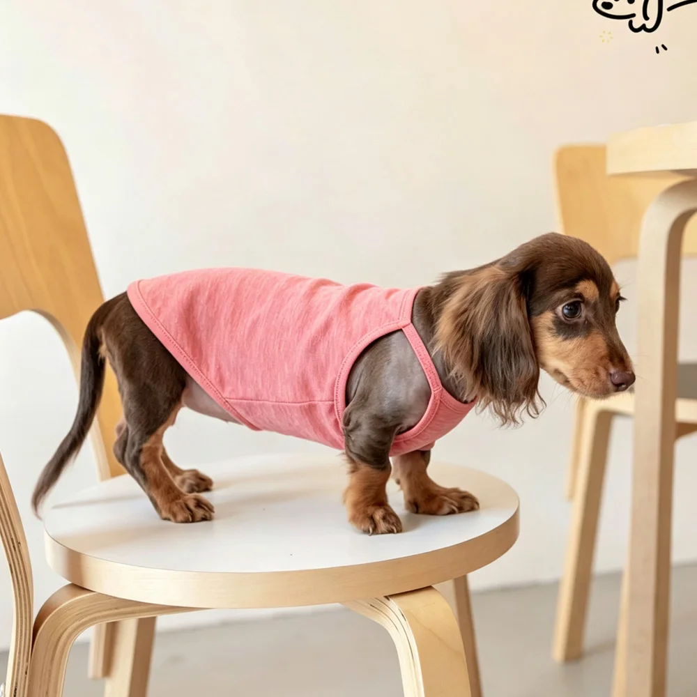 Camiseta de algodón sin mangas para perro salchicha – primavera-verano