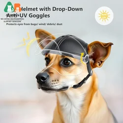 Casco para perro ATUBAN para casco de motocicleta para mascotas de razas pequeñas con visera transparente desplegable para circunstancia de cabeza de perros pequeños OEM/ODM