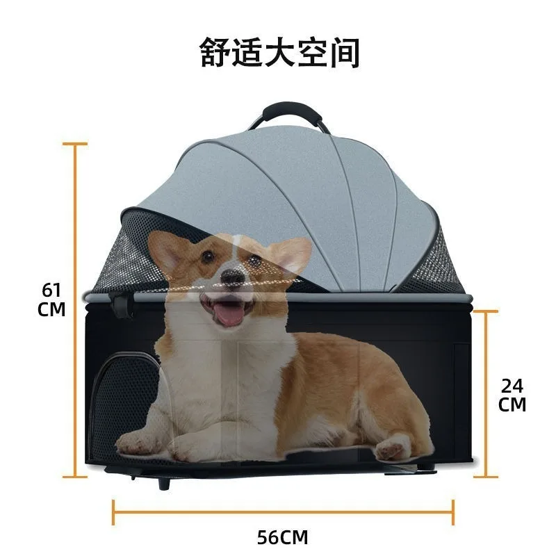 Carrito plegable de viaje para gatos y perros pequeños – Cesta ligera - imagen 3