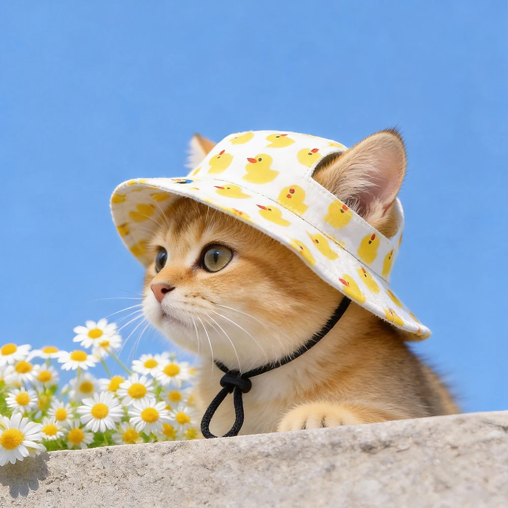 Sombrero solar para gato – Accesorio veraniego fotográfico de playa - imagen 3