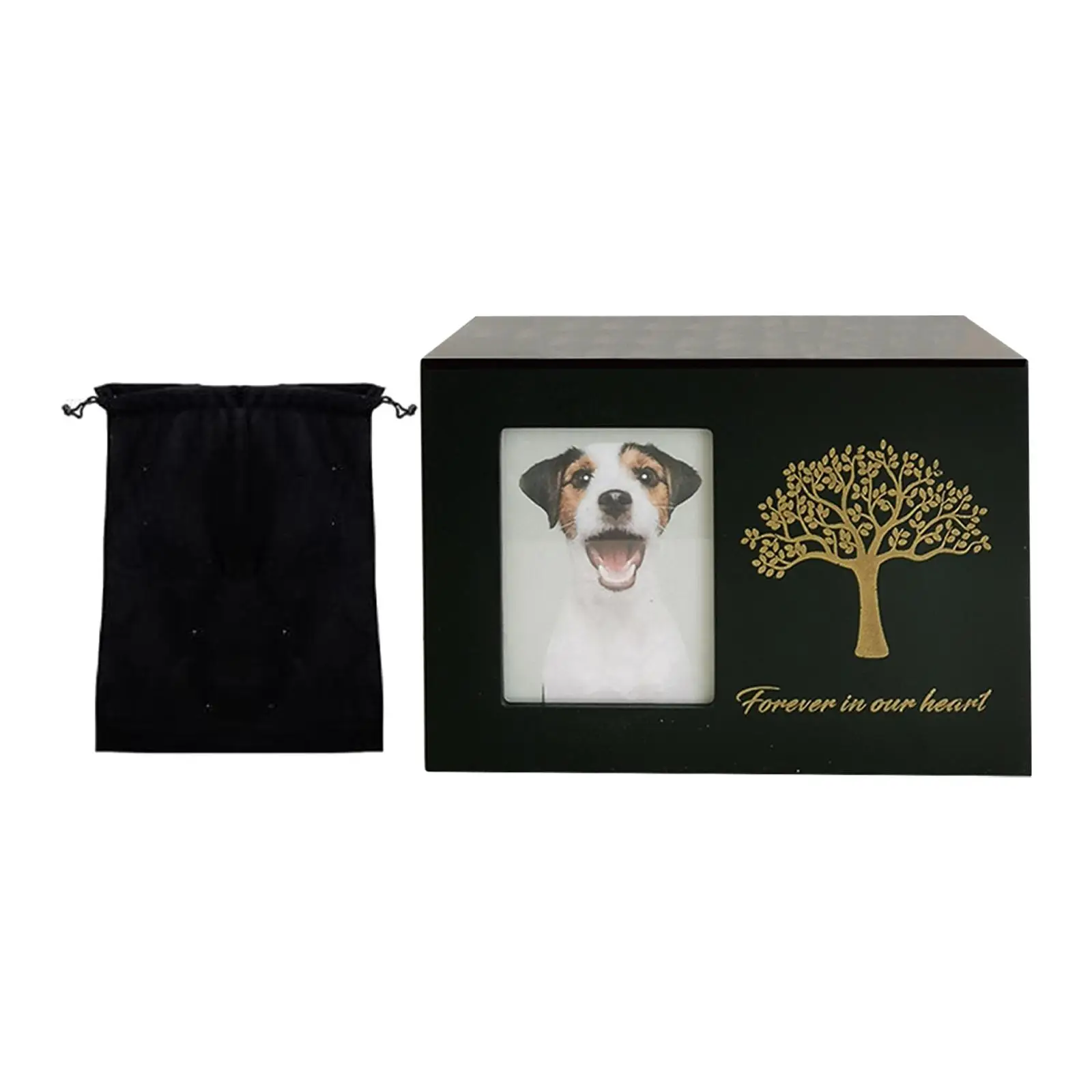 Pet Cremation Urn Commemorative with Photo Frame Wood Cat Ashes Keepsake Box