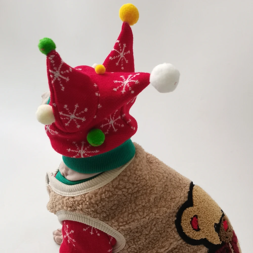 New Christmas Snow Suit Clothes for Sphynx Cat Warm Sweater for Hairless Cat Winter Coat Fleece Jacket for Devon Rex Pet Product - imagen 5