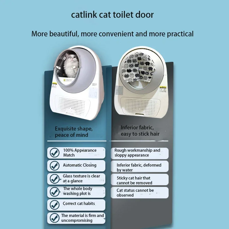 Cortina antiarena transparente para caja de arena Catlink, accesorios de puerta desodorante, solo cortina no incluida, colcha - imagen 3