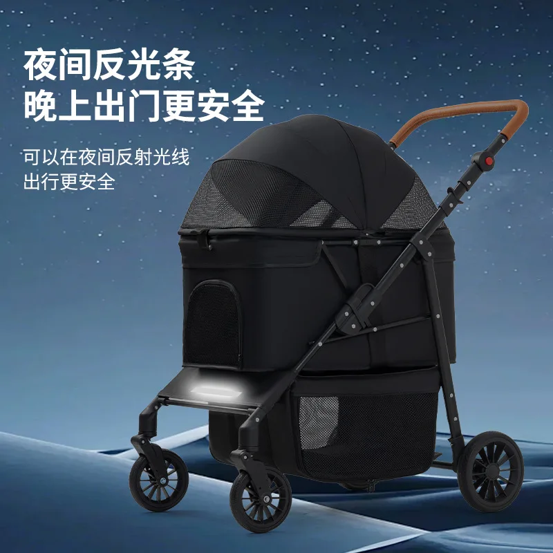 Cochecitos para perros y gatos, cochecitos para bebés de peluche para perros y gatos, carrito para mascotas, ligero y plegable para exteriores - imagen 3