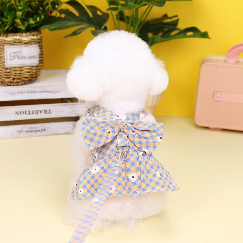 Vestidos de estilo princesa para perro, falda Floral para mascotas, tirantes de algodón, ropa para mascotas, falda de malla, ropa dulce para perros pequeños, Artículos para Mascotas - imagen 4