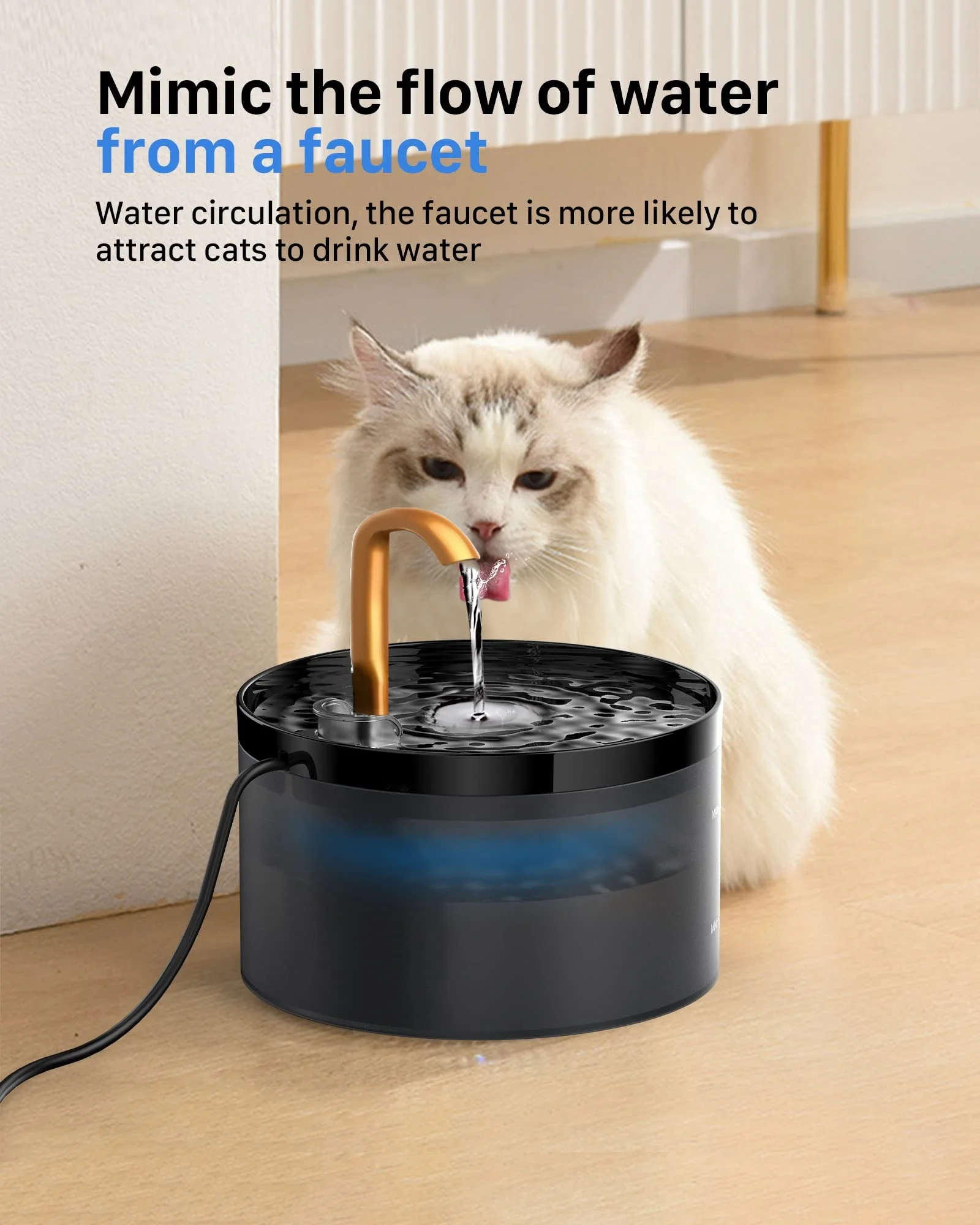 Fuente de agua para mascotas, juego de filtros automáticos, bebedero eléctrico silencioso para gatos, filtring de recircular de 2,1l, dispensador de agua para perros y gatos - imagen 2