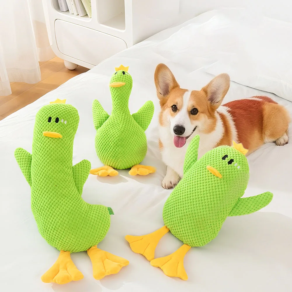 Pato de peluche para perros: resistente a masticar, sonido chirriante, compañero para dormir, juguete suave para mascotas para perros - imagen 3