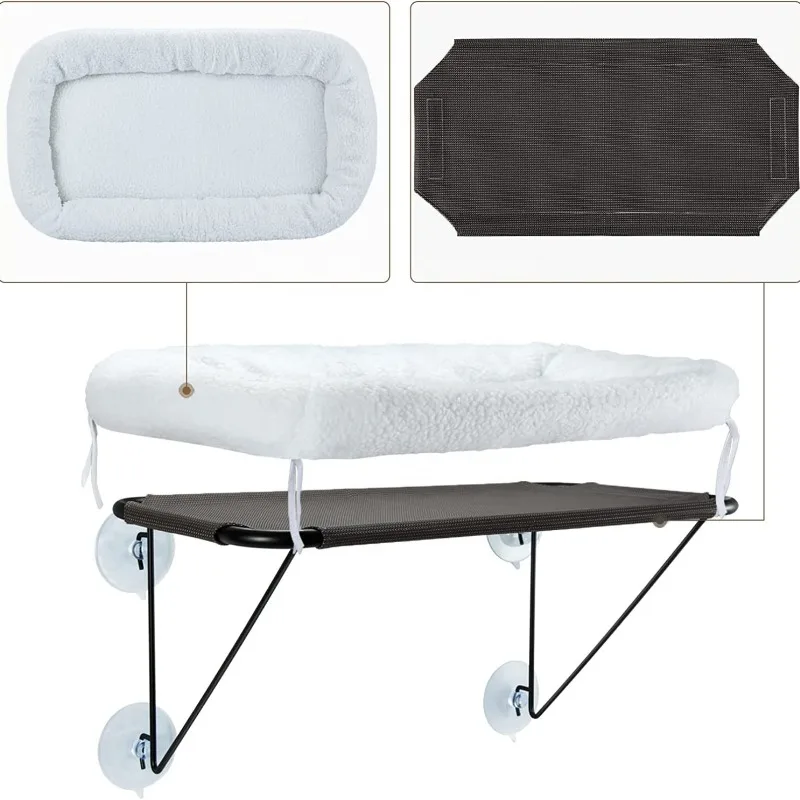 Hamaca con ventosa para gatos – Cama colgante de felpa transpirable - imagen 3