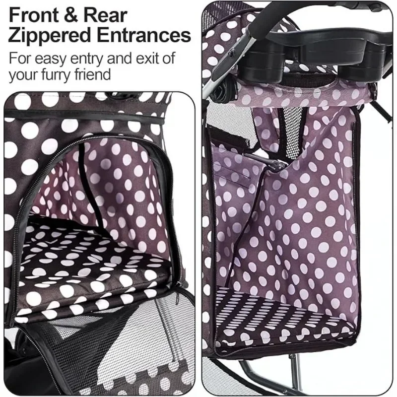 Cochecito para perros pequeños, cochecito ligero portátil para mascotas para gatos, cochecito plegable para cachorros con cesta de almacenamiento y portavasos - imagen 3