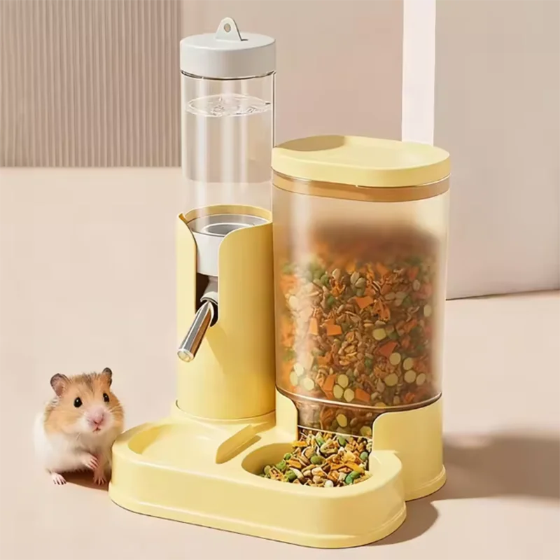 Bebedero y alimentador para hámster, botella de agua para hámster, dispensador automático para mascotas con Base, bebedero sin goteo con tazón de alimentación de alimentos - imagen 4