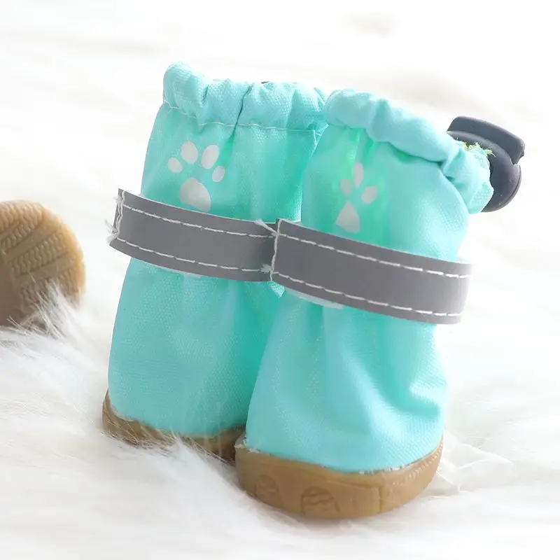 4 unids/set zapatos impermeables para perros, Botas de lluvia antideslizantes, calcetines suaves para perro salchicha, zapatos para exteriores para gatos pequeños, perros, botines para cachorros - imagen 2