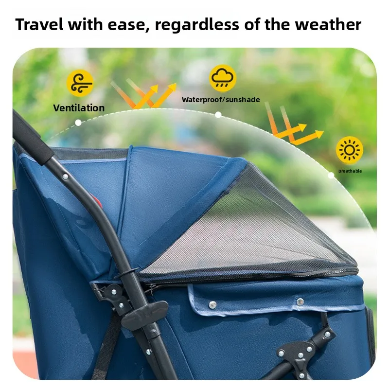 Carro para mascotas, bolsa para perros y gatos, jaula de separación, cochecitos pequeños para mascotas, suministros plegables ligeros para perros