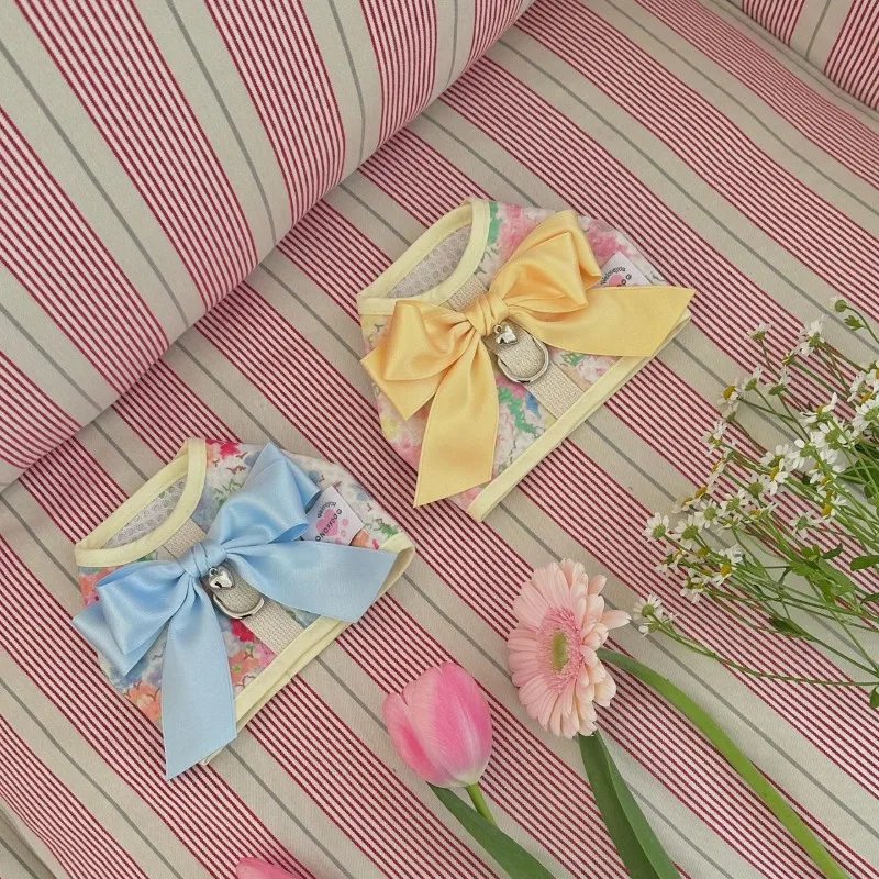Vestido floral con lazo para cachorro – Algodón transpirable cuatro estaciones - imagen 2