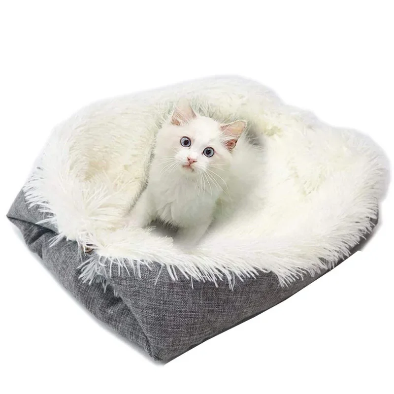 Cama cálida de doble propósito para mascotas, casa de felpa para perros y gatos, colchón para perrera, Otoño e Invierno - imagen 4