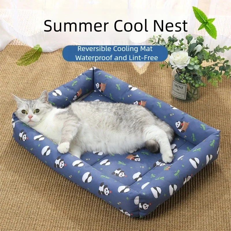 Estera de enfriamiento para mascotas, estera de mimbre, almohadilla de enfriamiento para perros y gatos, estera de aire acondicionado para mascotas de verano, cojín para perrera para todas las estaciones, cama fresca - imagen 2
