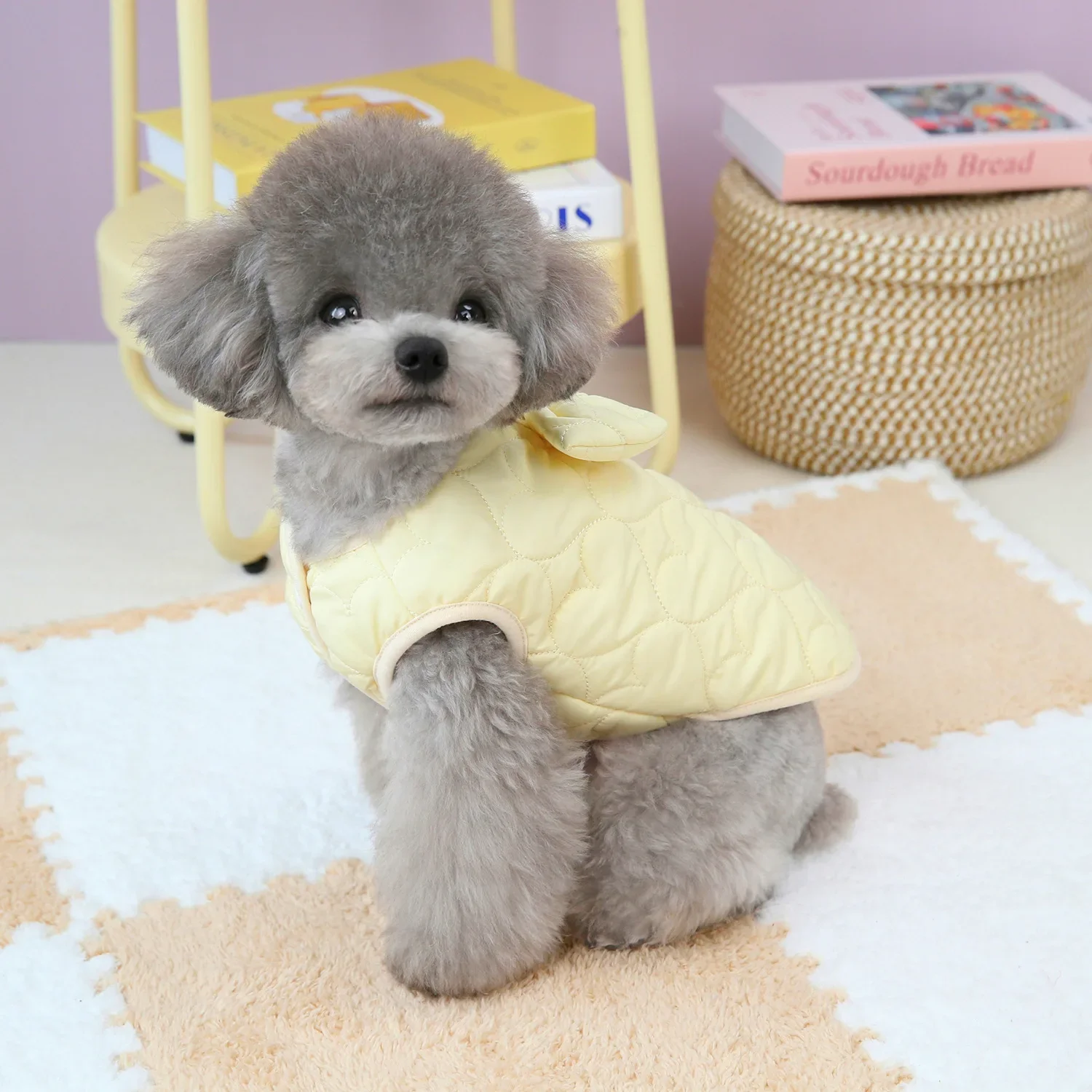 Ropa de algodón con burbujas para perro, Parkas con lazo de amor para perros pequeños y medianos, accesorios de ropa para mascotas, Otoño e Invierno - imagen 3