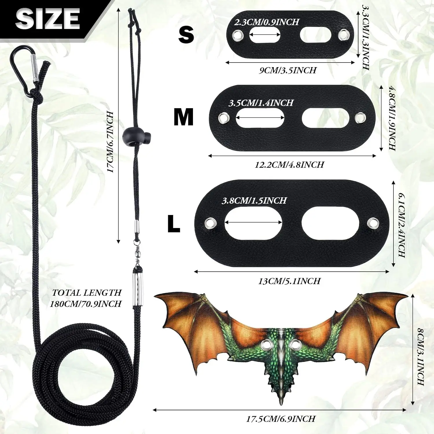 Arnés de correa de lagarto dragón barbudo, arnés ajustable de cuero fresco con ala de dinosaurio, arnés para reptiles, correa para lagarto dragón barbudo - imagen 2