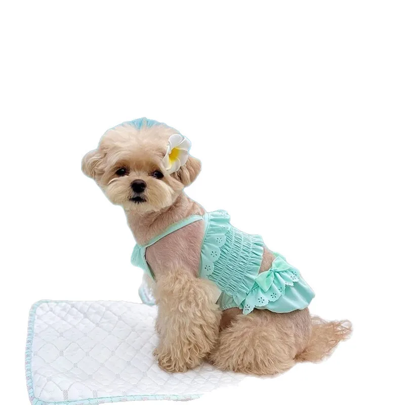 Traje de baño de verano para mascotas, 1/conjunto de ropa + gorro de baño, camisola de una pieza para gatos, chaleco para perros, traje de baño, vestidos para perros pequeños - imagen 5