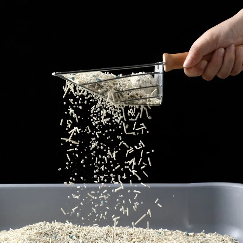 Pala de acero inoxidable con mango de madera para arena de gato, caja de inodoro, herramientas de limpieza, productos para mascotas - imagen 5