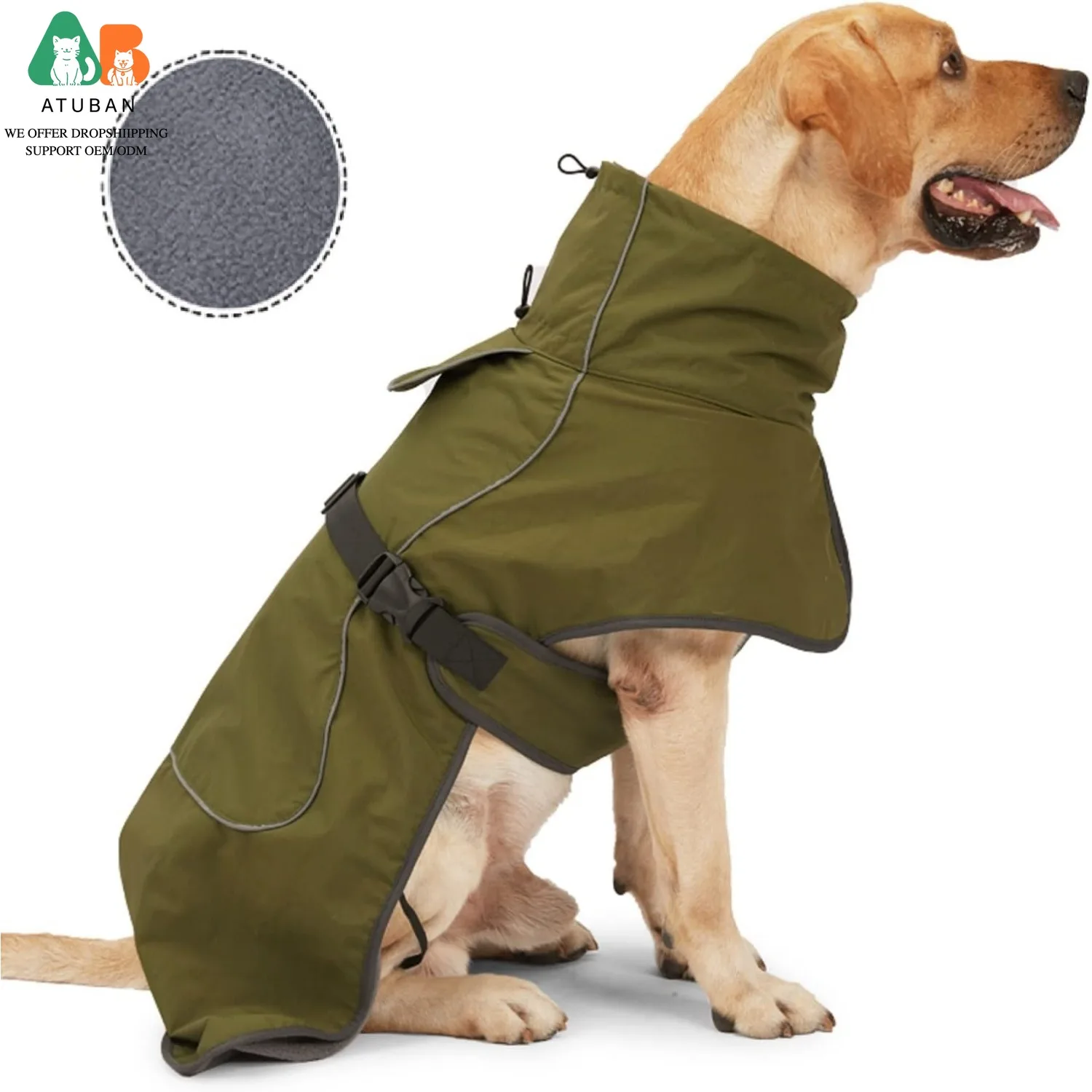 Chaqueta impermeable para perros con forro polar reflectante