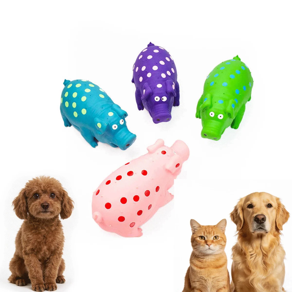 Juguete dental de goma natural para perros en forma de cerdito - imagen 3