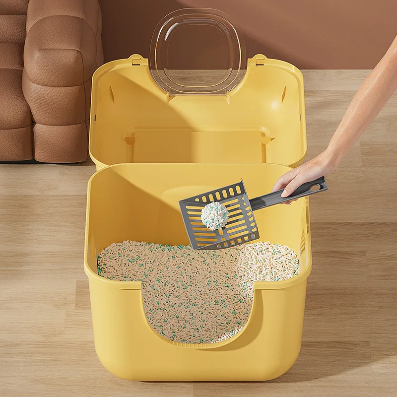 Caja de arena Extra grande para gatos, inodoro totalmente cerrado y a prueba de salpicaduras para mascotas, caja de arena abierta Extra grande para gatos, suministros para mascotas - imagen 2