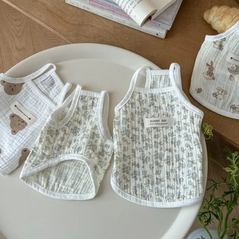 Ropa ligera y transpirable de algodón puro para gatos, cárdigans sin mangas de verano, chaleco bonito, chalecos de protección solar para perros, antipérdida de cabello - imagen 3
