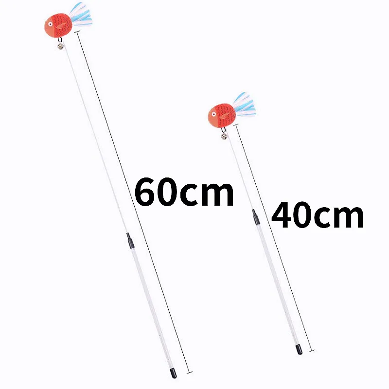 Juguete interactivo de plumas divertido para gatos con resorte y pez