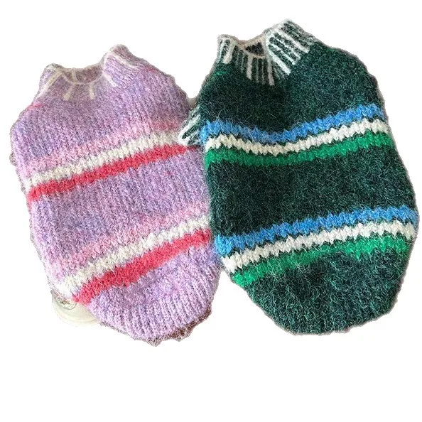 Pet Autumn and Winter Striped Vest Warm High Neck Sweater Small Dog Schnauzer Cat Coat Dog Clothes for Small Dogs - imagen 5