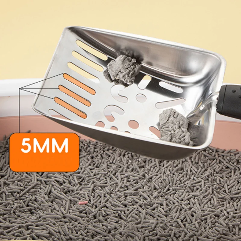 Cuchara de arena para gatos de acero inoxidable, fácil de oxidar, lavable, pala para limpieza de inodoro para gatos - imagen 3