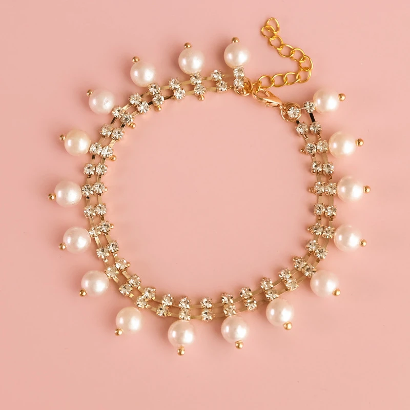 Collar de cadena de oro plateado para mascotas, accesorios de cuello para gatos, Princesa, perla, cumpleaños, diseñador de lujo, joyería ajustable para perros York