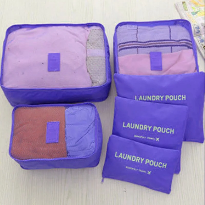 Juego de 6 piezas de almacenamiento para viaje, bolsa impermeable de gran capacidad para equipaje, ropa interior, con cremallera, color rosa, azul y gris - imagen 4