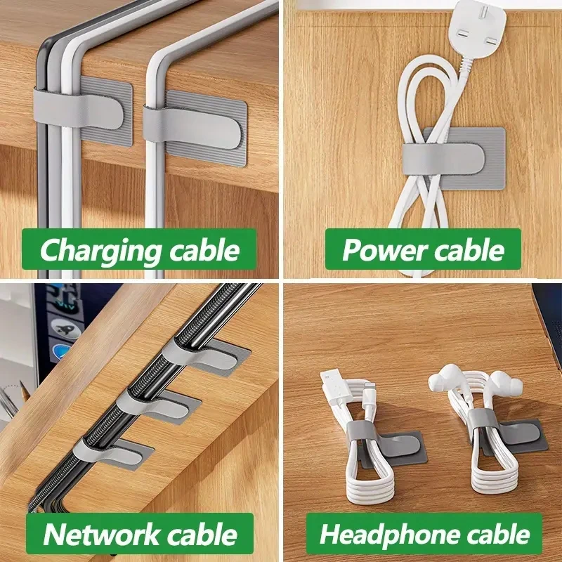 Organizador de cables reutilizable adhesivo ajustable para escritorio - imagen 2