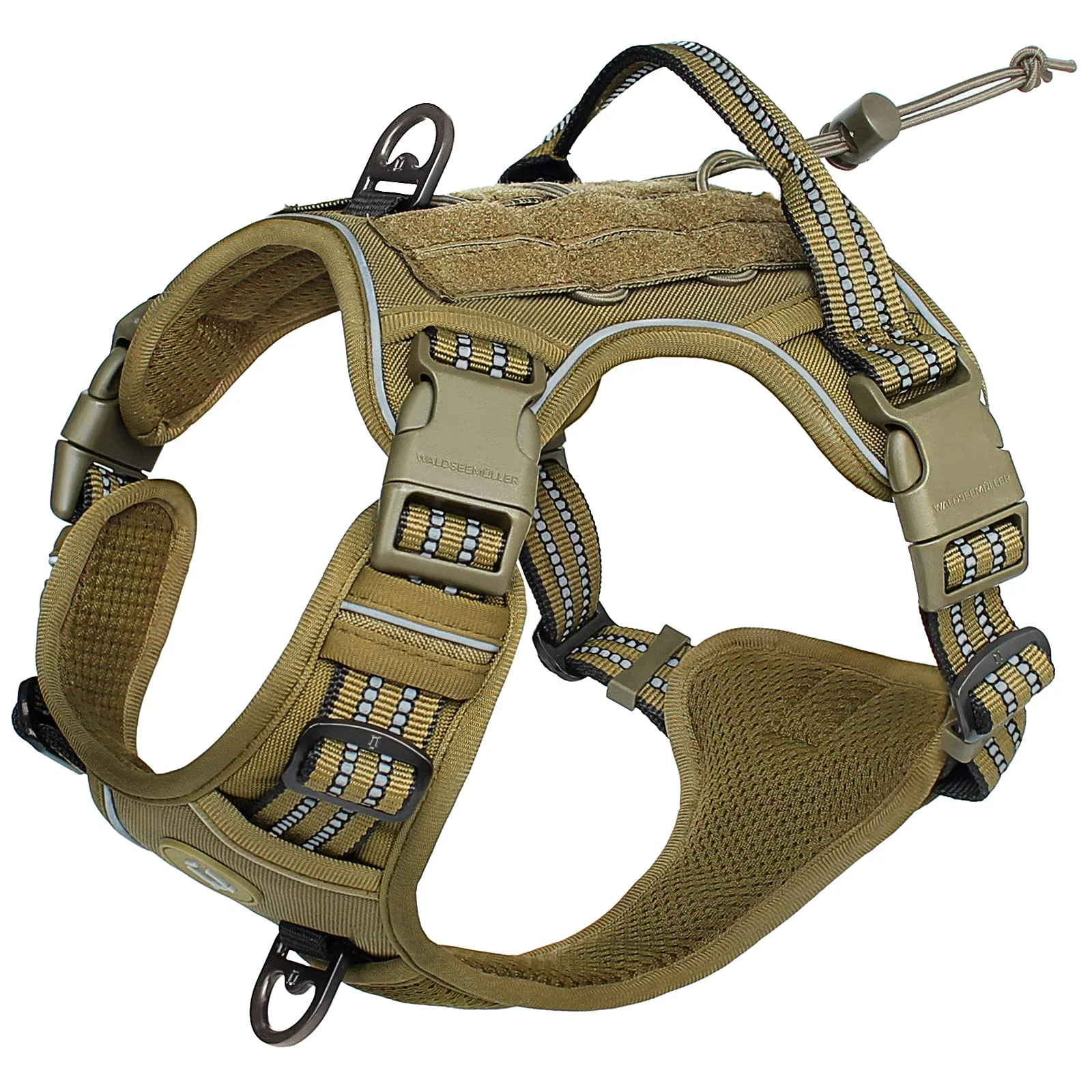 Arnés táctico para perros, arnés para perros sin tirones, arnés de chaleco MOLLE transpirable ajustable para perros medianos y grandes, militar reflectante - imagen 2