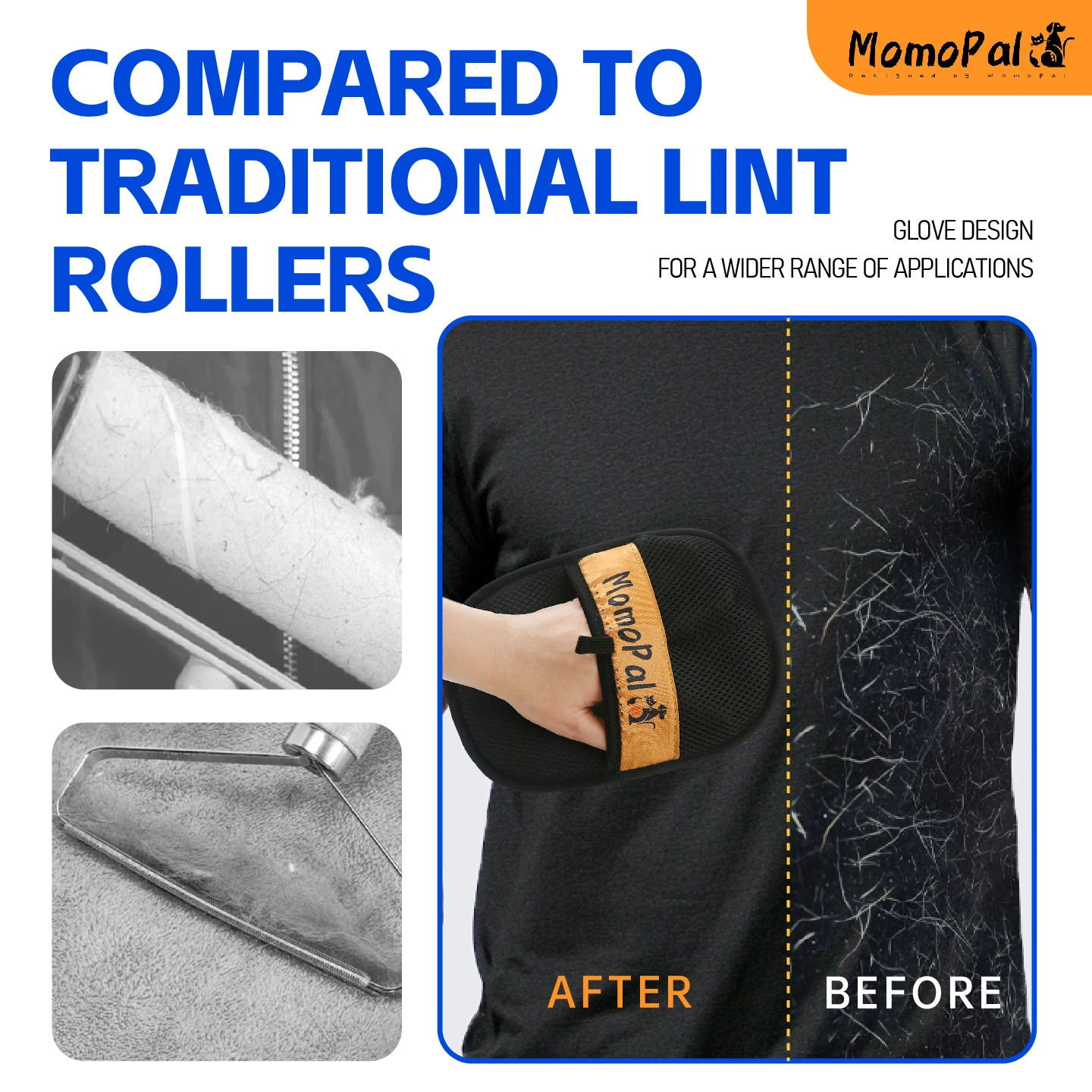 Guantes de aseo para mascotas, cepillo para el pelo de gatos, herramienta de depilación para mascotas, guantes de eliminación estática reutilizables, guantes de aseo de doble cara para mascotas - imagen 5