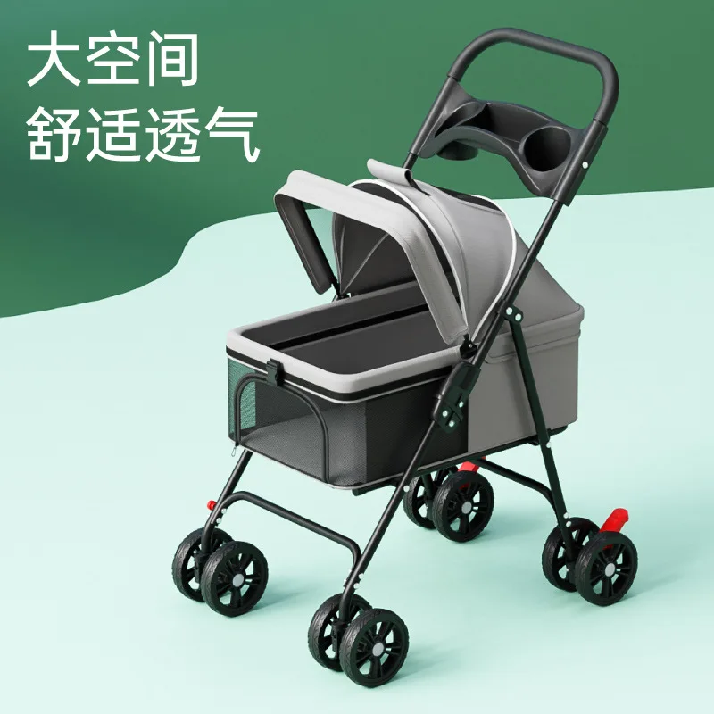 Cochecitos para mascotas, carrito para perros y gatos, para salir, tamaño pequeño y mediano, ligero, plegable, separado, para viajes al aire libre - imagen 3