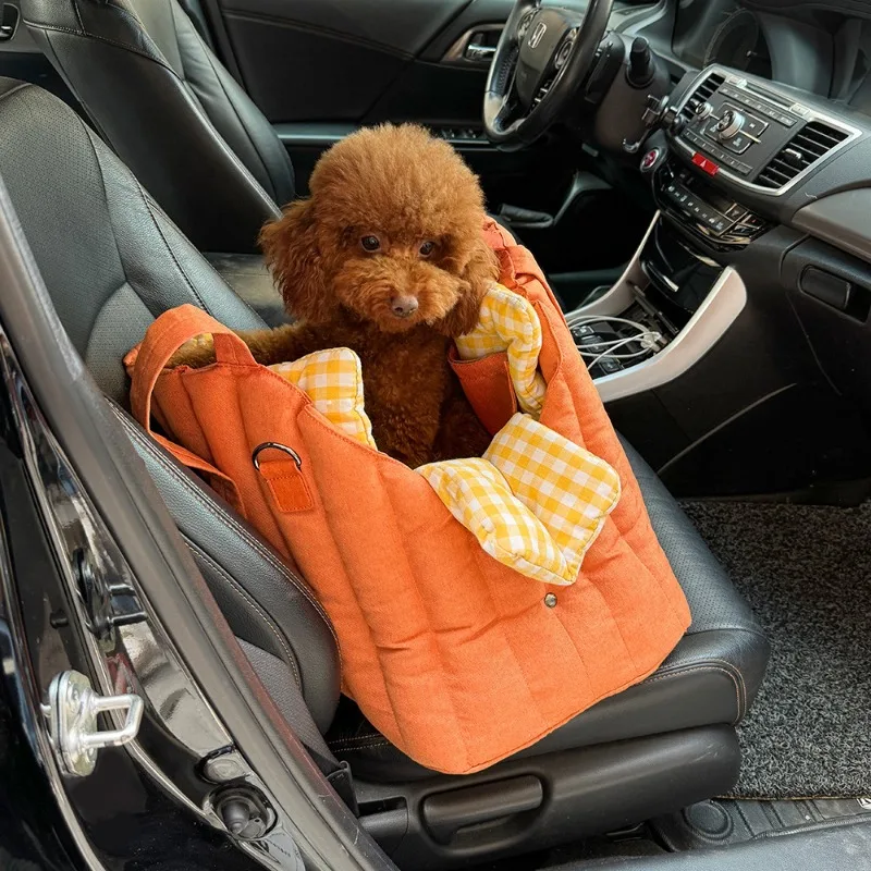 Bolsa para mascotas de gran capacidad, bolso a cuadros para salir de perros y gatos, diseño Simple y bonito, bolsa portátil para suministros de productos para mascotas, accesorios de viaje - imagen 4