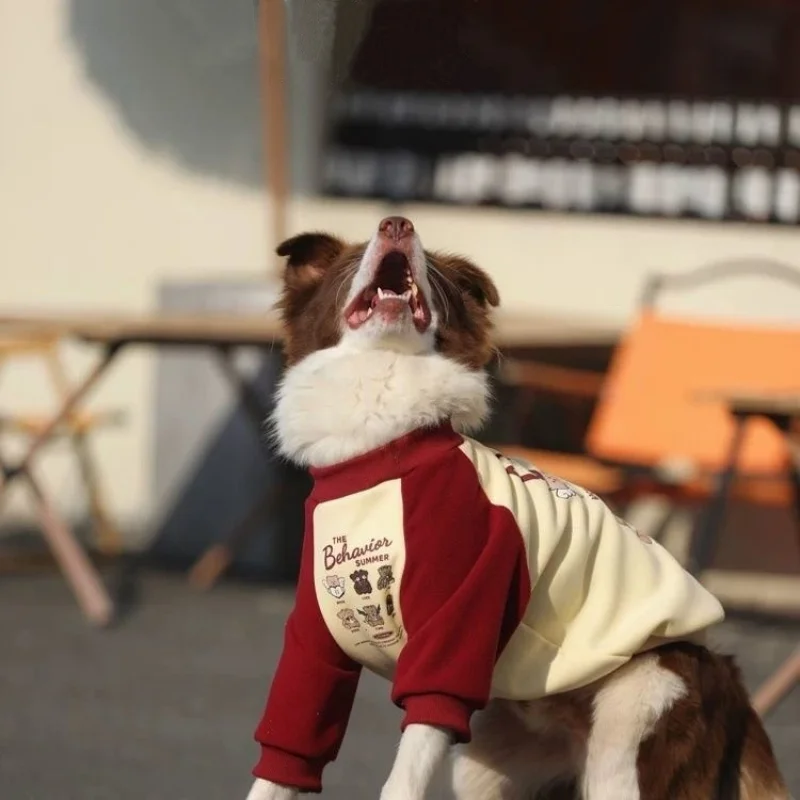 Sudadera con capucha de lana para perro, ropa para perros grandes en clima frío, Sudadera con capucha roja, compatible con Golden Retriever Border Collie Labrador alemán She - imagen 2